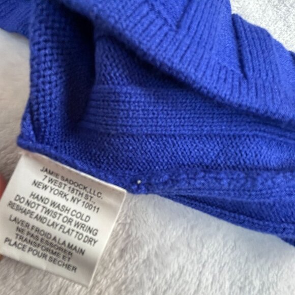 Jamie Sadock Womens Blue Black Ribbed Zip-Up Sweater Large Embellished Detail - Picture 4 of 7